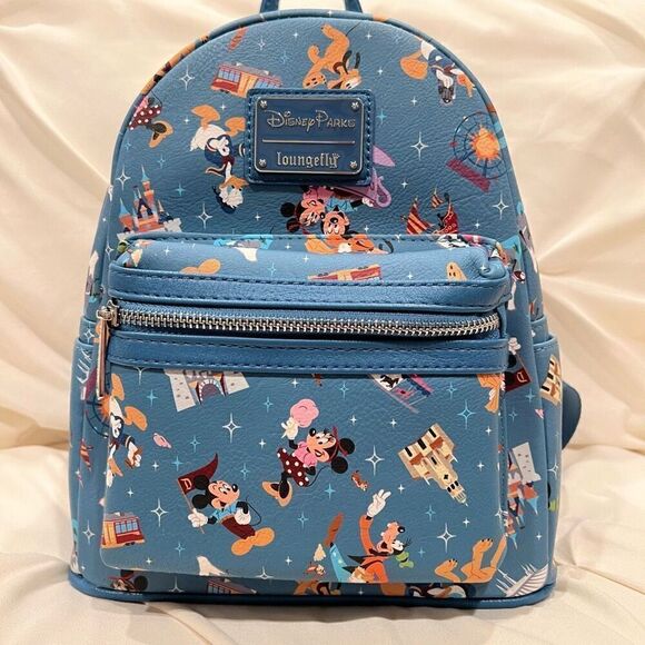 Disney Parks 2020 Blue Park Life & Attractions Icons Mini Backpack NWT - Picture 1 of 8